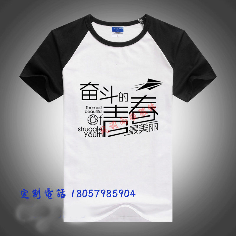 聚会班服定制纯棉t恤奋斗的青春圆领短袖文化衫团体毕业班服定做