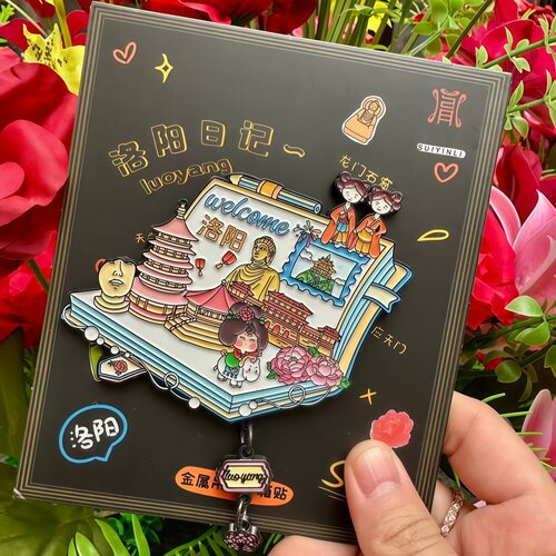 洛阳日记龙门石窟金属吊坠冰箱贴