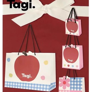 Tagi生日礼物包包礼品袋可爱卡通涂鸦印花中号大号女包手提袋纸袋