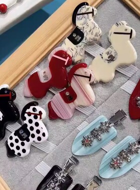 tagi马年新款创意小马发夹边夹无痕发卡公主头刘海夹多巴胺鸭嘴夹