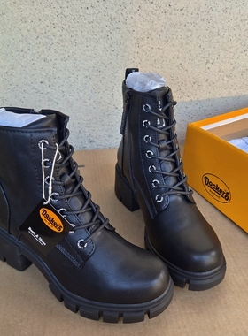 超赞原装出口德国DOCKER*S外贸女短靴 系带粗高跟马丁靴棉靴37-38