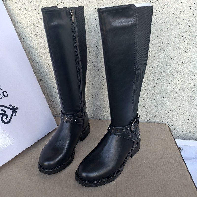 超值出口欧洲外贸原单大码长靴 低跟皮带扣松紧高筒靴时装靴36-42,女鞋,时装靴,淘宝优惠券,粉丝福利购,淘宝优惠卷