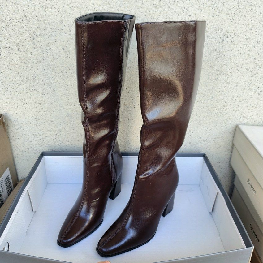 超美出口英国外贸大码长靴子 方头粗高跟高筒靴时装靴及膝靴36-42,女鞋,时装靴,淘宝优惠券,粉丝福利购,淘宝优惠卷