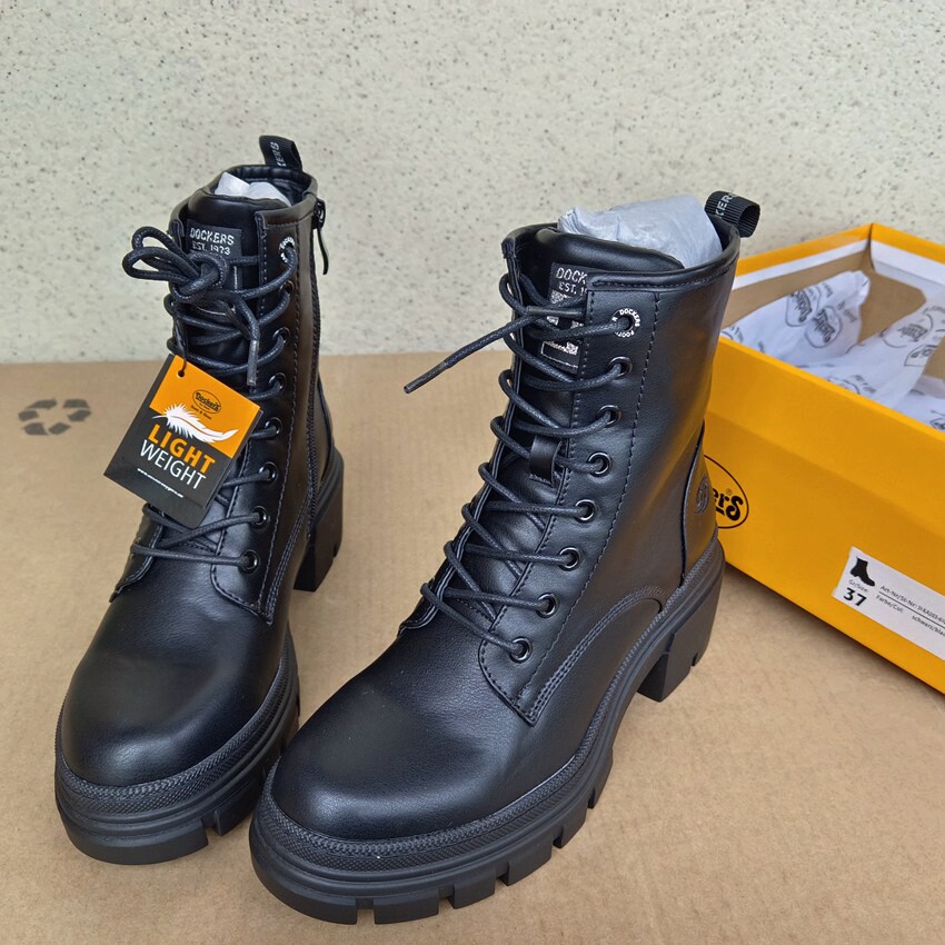 原装好货出口德国DOCKER*S外贸女短靴 系带粗高跟马丁靴棉靴37-38,女鞋,马丁靴,淘宝优惠券,粉丝福利购,淘宝优惠卷