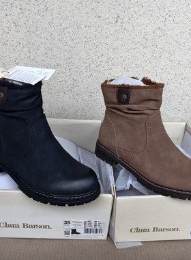 超赞原装出口外贸原单大码短靴 毛里低跟雪地靴骑士靴棉靴37-44码