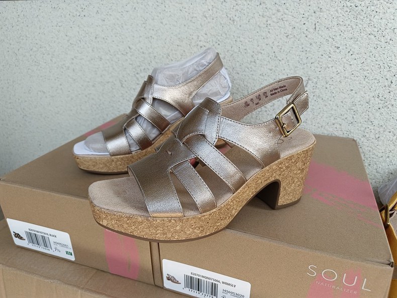 出口轻奢树皮纹粗高跟罗马凉鞋