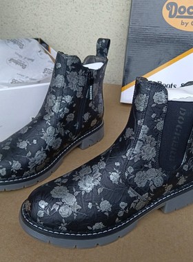 原装出口德国DOCKER*S外贸女短靴 花朵低跟切尔西靴骑士靴36-41码