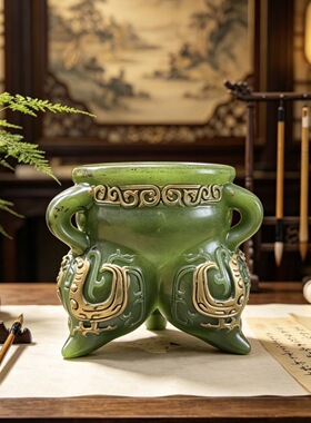 古玩旧藏老河磨玉高古玉仿古摆件包浆浑厚自然品完美玉器收藏香炉