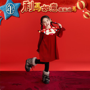 年衣童装儿童连衣裙冬季新款女童中式甜美女孩长袖裙子短裙拜年服