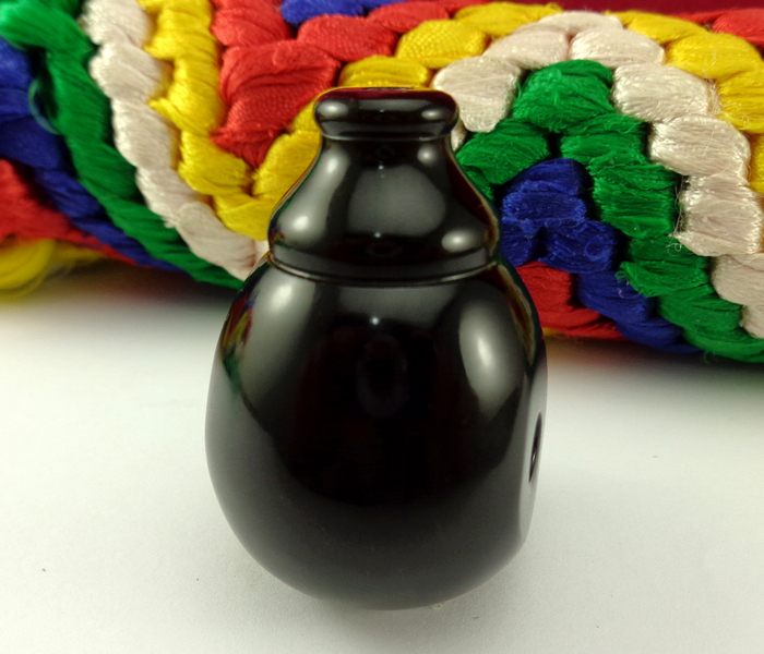独家孤品 天然西藏黑牦牛角藏式三通佛头/发烧一体式 文玩DIY配件