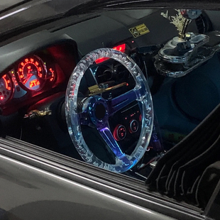 赛车改装亚克力方向盘14寸五菱小红书同款复古式适用老普桑捷达QQ