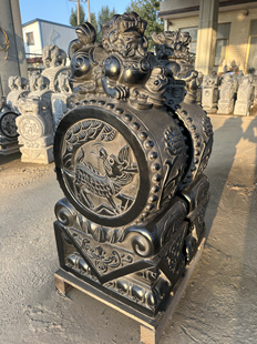 曲阳石雕抱鼓石一对守门石青石仿古做旧麒麟貔貅狮子大象门口摆件