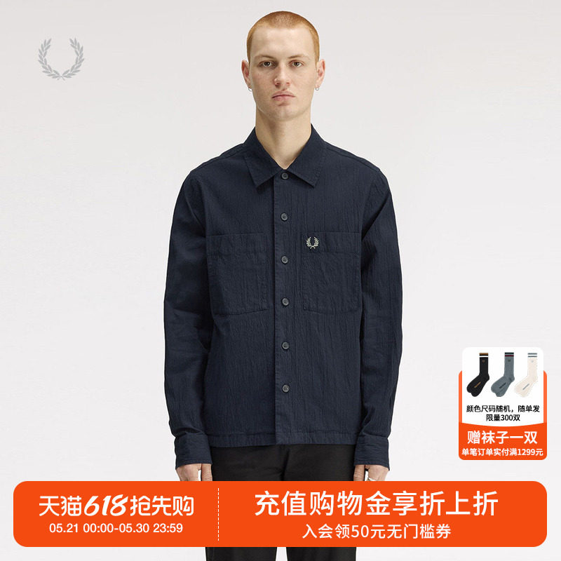 FRED PERRY男装衬衫式夹克2026夏季新款简约质感翻领休闲薄外套