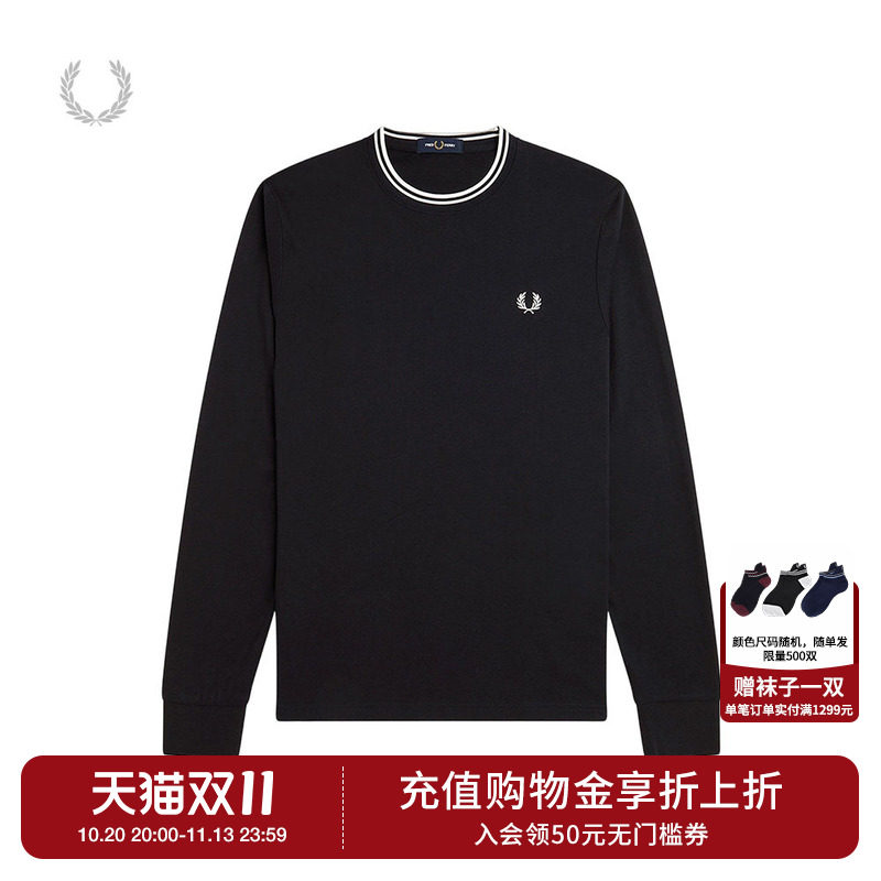 FRED PERRY男装长袖T恤2026秋冬新款简约休闲风麦穗logo装饰上衣