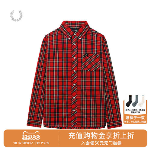 FREDPERRY格纹长袖衬衫
