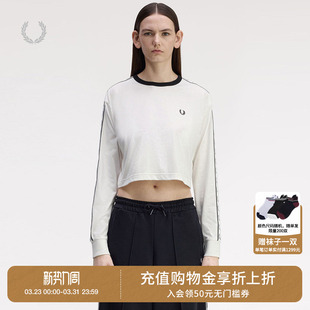 PERRY女装 新款 短款 T恤2025秋季 青春活力徽标边饰短上衣 长袖 FRED