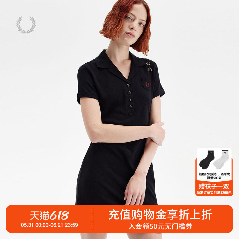 FRED PERRY.Amy联名款连衣裙夏新款短袖心形麦穗POLO裙D9107