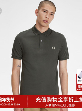 FRED PERRY男士POLO衫2025冬季新款休闲麦穗刺绣重磅短袖T恤M6000