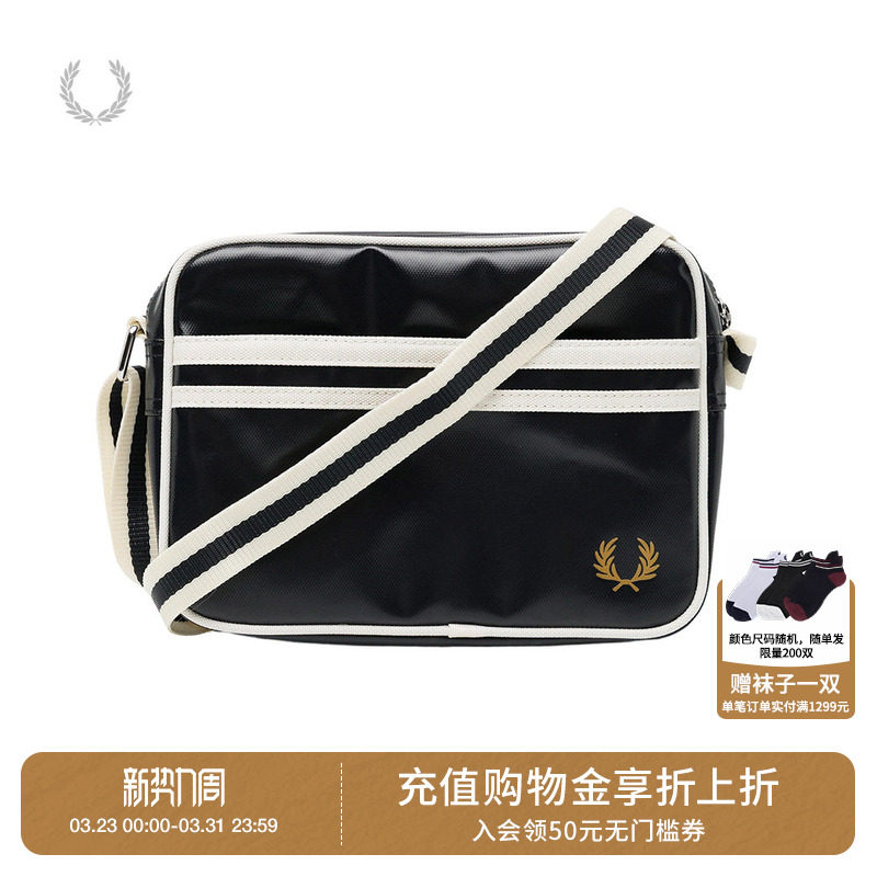 FRED PERRY男款单肩包斜挎包2026春季新款时尚英伦风方形拉链包包