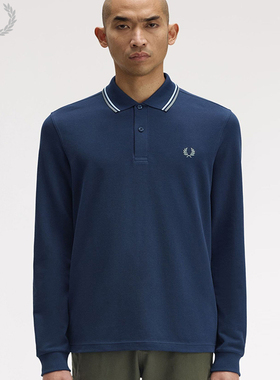 FRED PERRY男士休闲POLO衫2025冬季条纹麦穗刺绣长袖上衣潮M3636