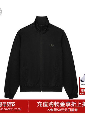 FRED PERRY男士休闲卫衣2025冬季新款宽松立领拉链麦穗刺绣J6000