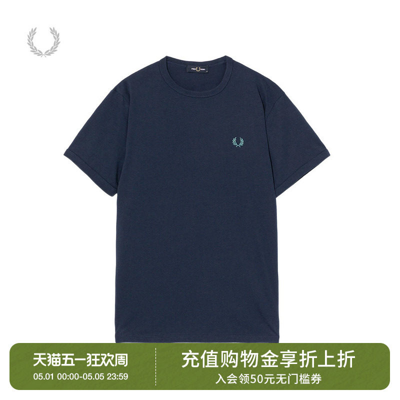 FRED PERRY男装纯色短袖T恤2026春季新款休闲麦穗刺绣半袖M3519