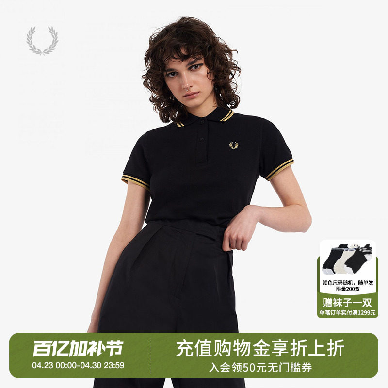 FRED PERRY女装短袖polo衫2026夏季新款时尚活力麦穗刺绣翻领上衣