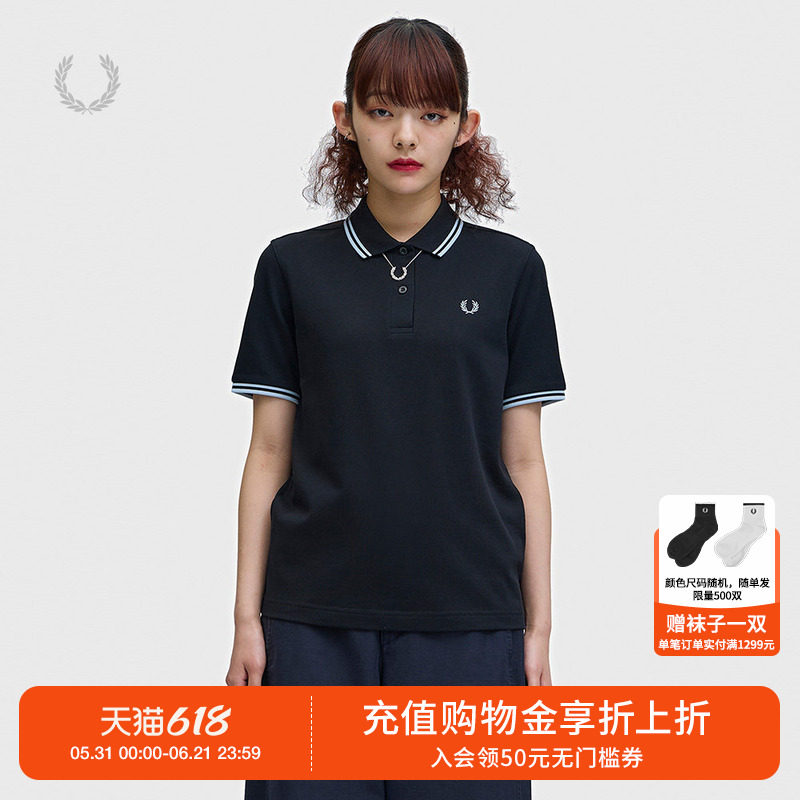FRED PERRY女装翻领短袖polo衫2026春季新款麦穗刺绣上衣G3600