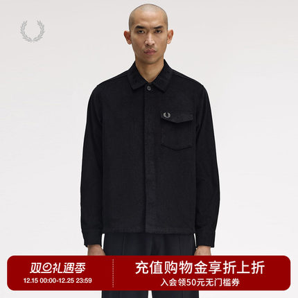 FRED PERRY男士休闲夹克2025冬季翻领开衫纽扣麦穗刺绣外套M1717