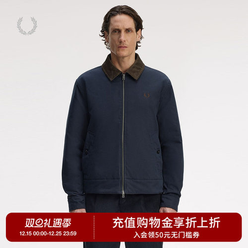 FRED PERRY男士休闲夹克2025冬季新款商务翻领拉链麦穗外套J8535