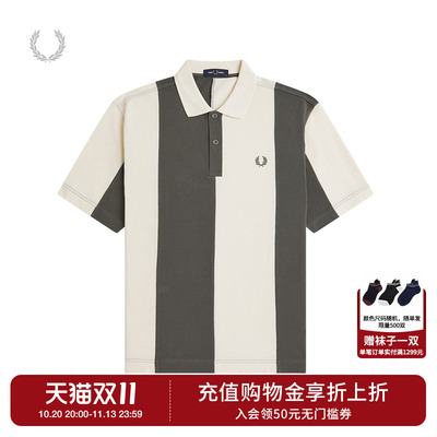FRED PERRY男装拼色短袖polo衫2026秋季新款活力休闲风宽松上衣