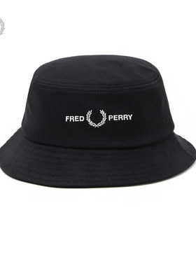 FRED PERRY休闲渔夫帽夏季新款平顶宽檐麦穗刺绣字母W4631