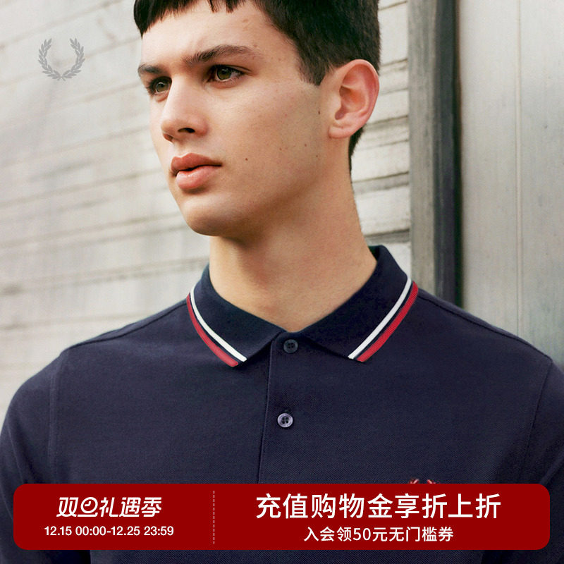 FRED PERRY男士POLO衫2025冬季商务短袖重磅麦穗刺绣多彩T恤M3600