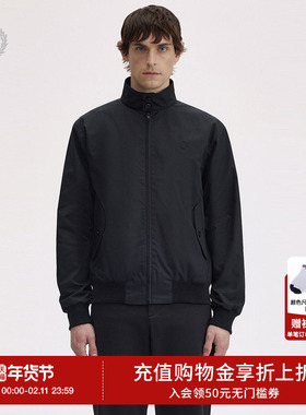 FRED PERRY男士休闲夹克2025冬季拉链麦穗刺绣立领宽松外套J7320