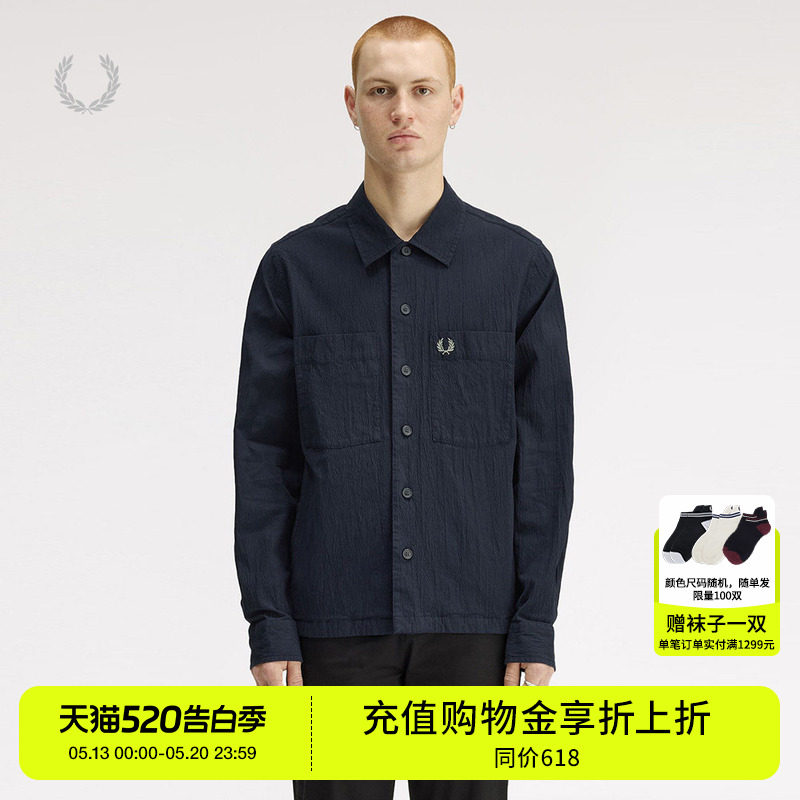 FRED PERRY男装衬衫式夹克2026夏季新款简约质感翻领休闲薄外套