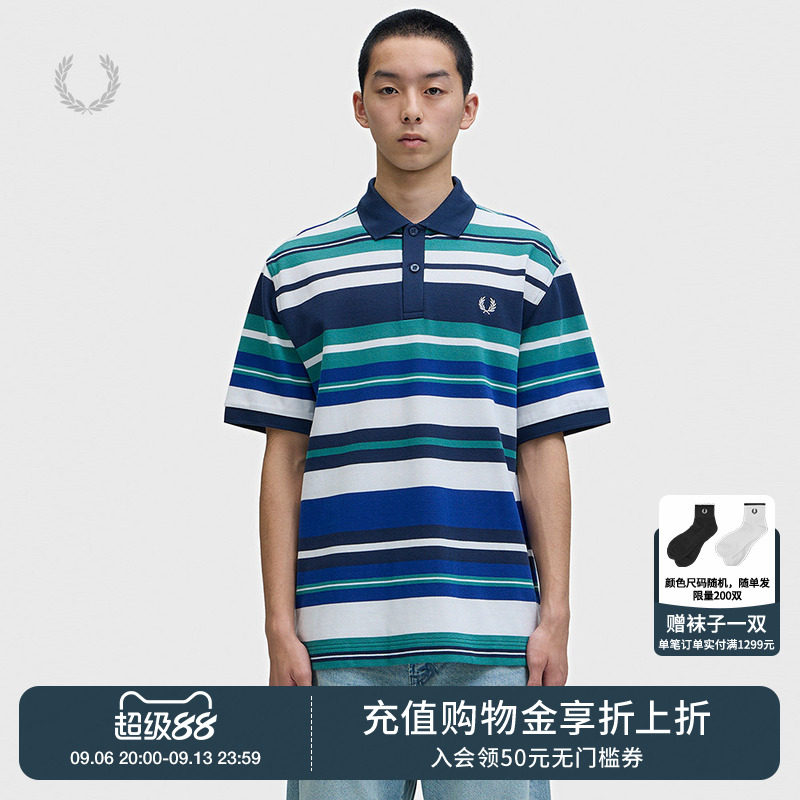 FREDPERRY条纹polo衫活力动感图片