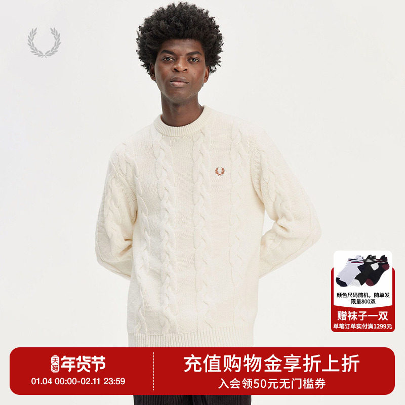 FRED PERRY男士休闲针织衫冬季街头运动麦穗刺绣羊毛衫K8562,女装/女士精品,毛针织衫,淘宝优惠券,粉丝福利购,淘宝优惠卷