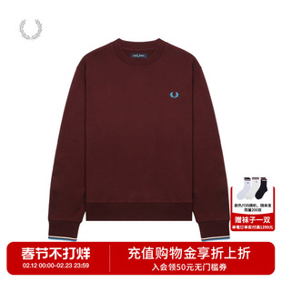 FRED PERRY男装圆领卫衣2025秋季新款简约基础款套头衫上衣M7535X