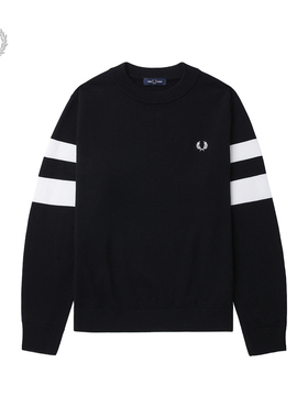 FRED PERRY男士休闲针织衫冬季新款条纹麦穗刺绣羊毛衫K5533