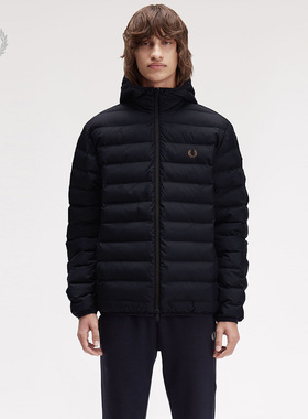 FRED PERRY男士休闲夹克2025冬季宽松拉链连帽麦穗刺绣外套J8553