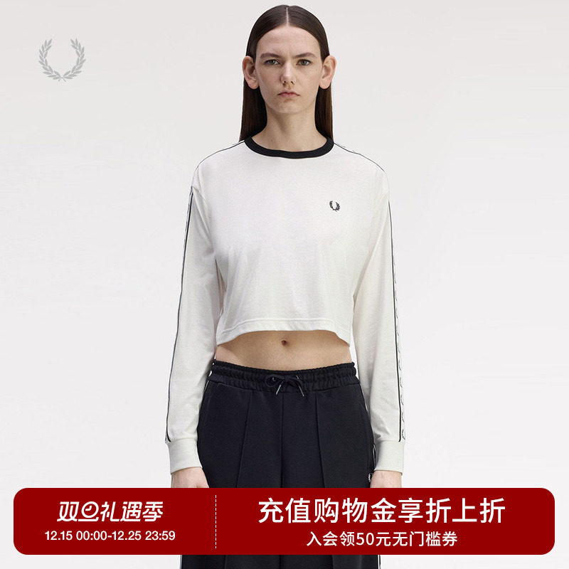 FRED PERRY女士长袖T恤2025冬季休闲logo串标麦穗刺绣短款潮G1109