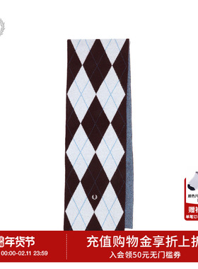 FRED PERRY男士休闲围巾2025冬季新款英伦格子羊毛麦穗刺绣C1133