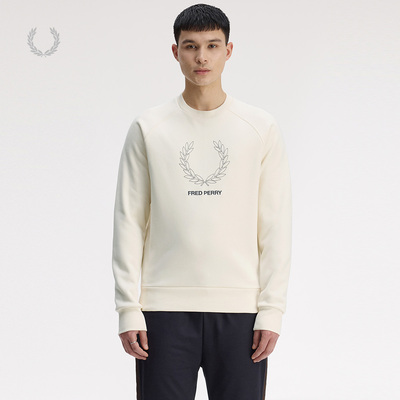 FRED PERRY男士休闲卫衣2025冬季新款宽松圆领套头麦穗字母M1769