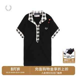 PERRY女装 新款 合身短袖 2026夏季 文艺气质格纹拼接上衣 polo衫 FRED