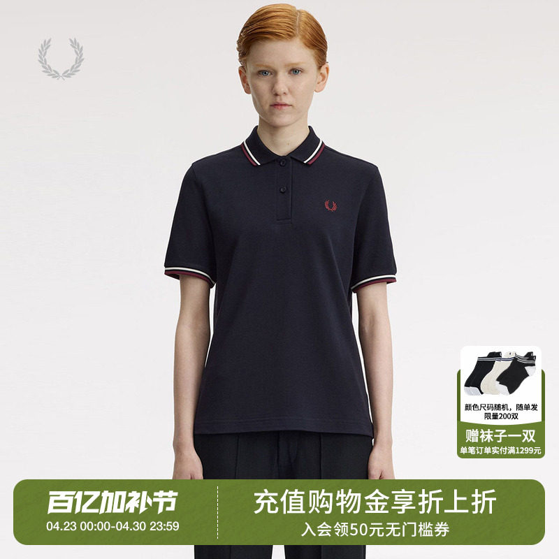 FRED PERRY女装翻领短袖polo衫2026夏季新款简约质感麦穗刺绣上衣