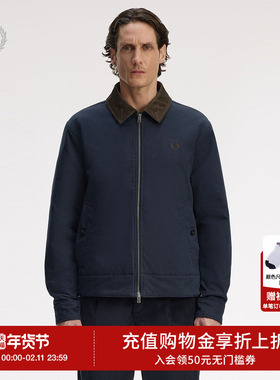 FRED PERRY男士休闲夹克2025冬季新款商务翻领拉链麦穗外套J8535
