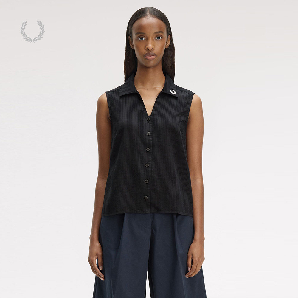 FREDPERRY无袖条纹衬衫