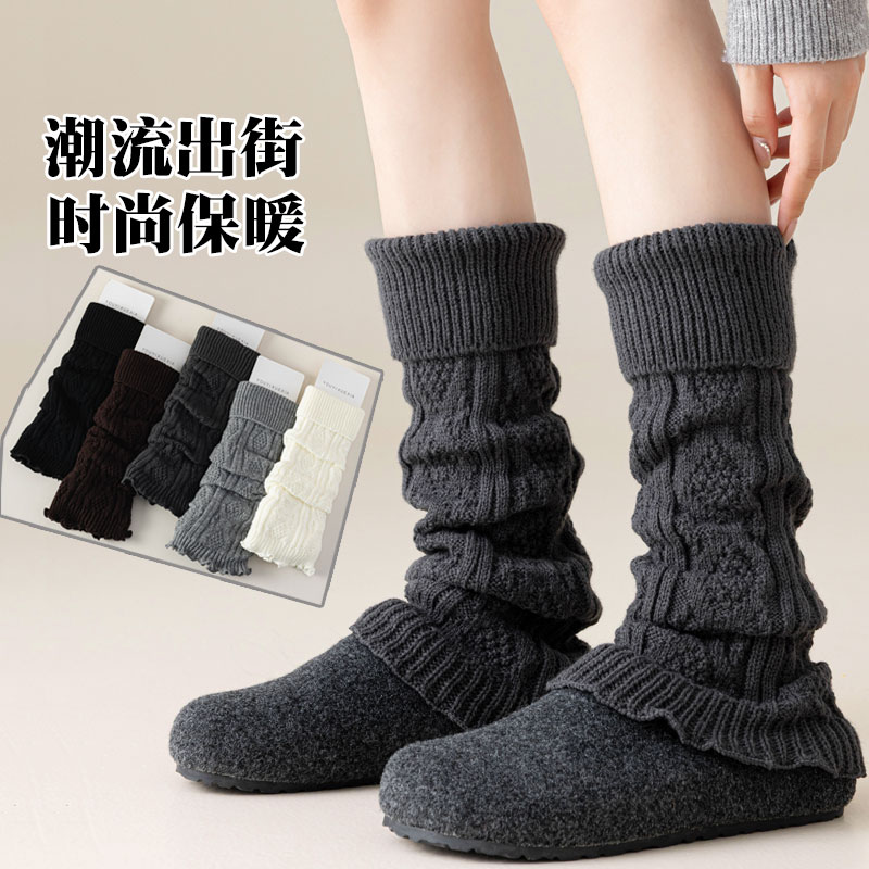 袜套女秋冬加厚保暖小腿堆堆腿套学院风JK显瘦百搭灰色高腰长筒袜