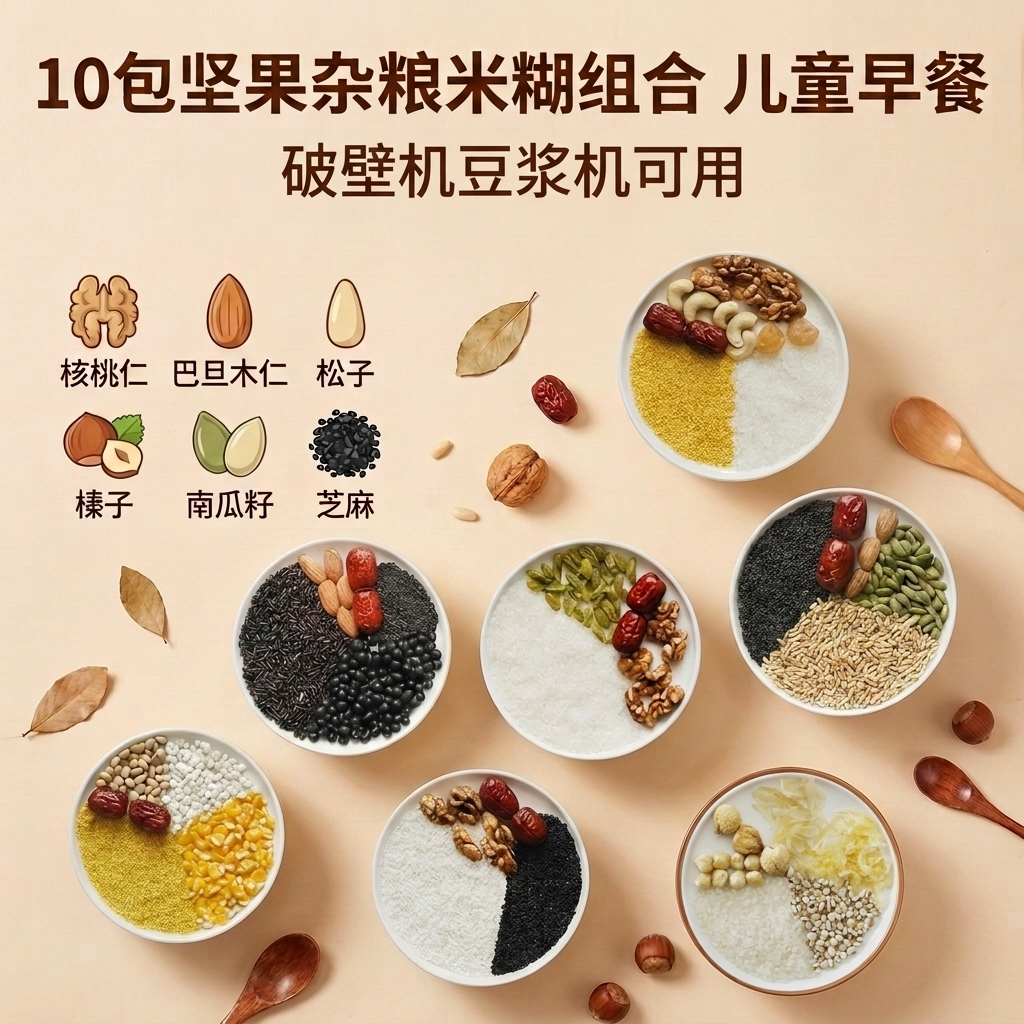 儿童坚果米糊原料破壁机食材包 五谷杂粮学生豆浆机营养早餐家庭