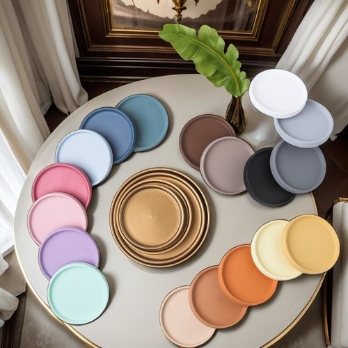 北欧装饰陶瓷圆形花盆接水盘